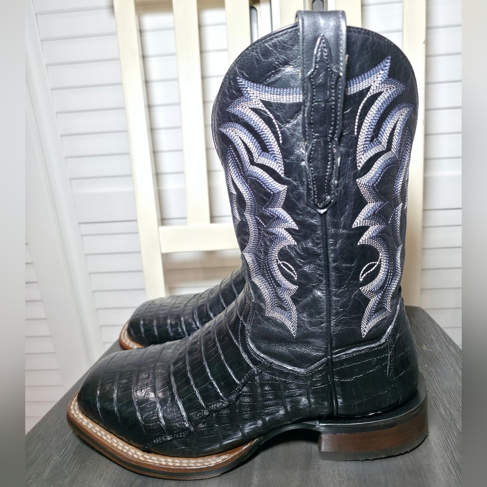 Dan Post Kingsly Exotic Caiman Western Boots Square Toe DP4805 Men's Size 9.5 D